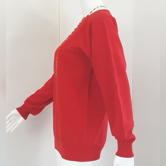Harold's 100% Superfine Wool Red Sweater Made in Scotland Sz. L -Vtg - Picture 5 of 9